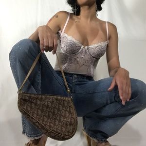 Vintage Dior Brown Saddle Bag Mini